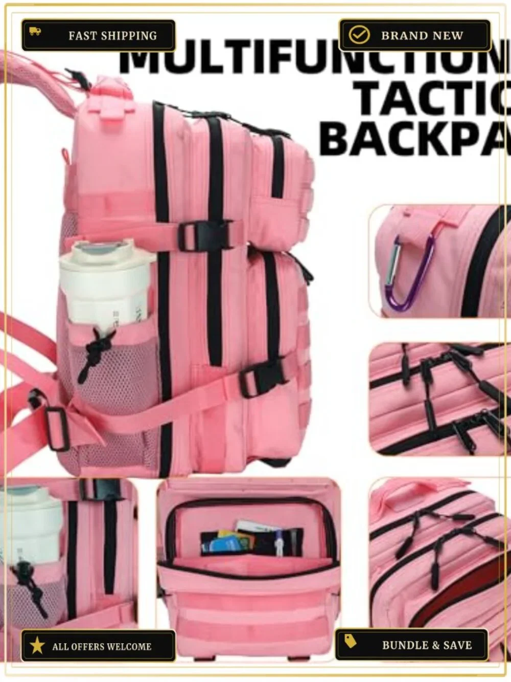 Tactical Backpack 25L MOLLE Webbing Water Resistant Military Assault Pack